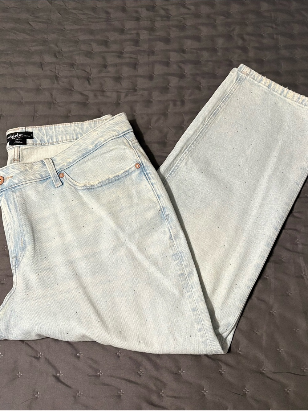 Maurices Light Blue Straight Jeans with Rhinestones